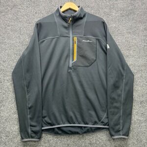 Eddie Bauer First Ascent Pullover Men's L Gray 1/4 Zip Grid Fleece Outdoor